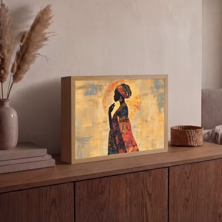 Vrouw - Silhouet - Patronen - Sierlijk Light Box met batterij (Wandlamp) middel -sfeer2