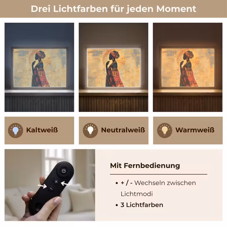 Vrouw - Silhouet - Patronen - Sierlijk Light Box met batterij (Wandlamp) middel -USP_lichtkleurDE