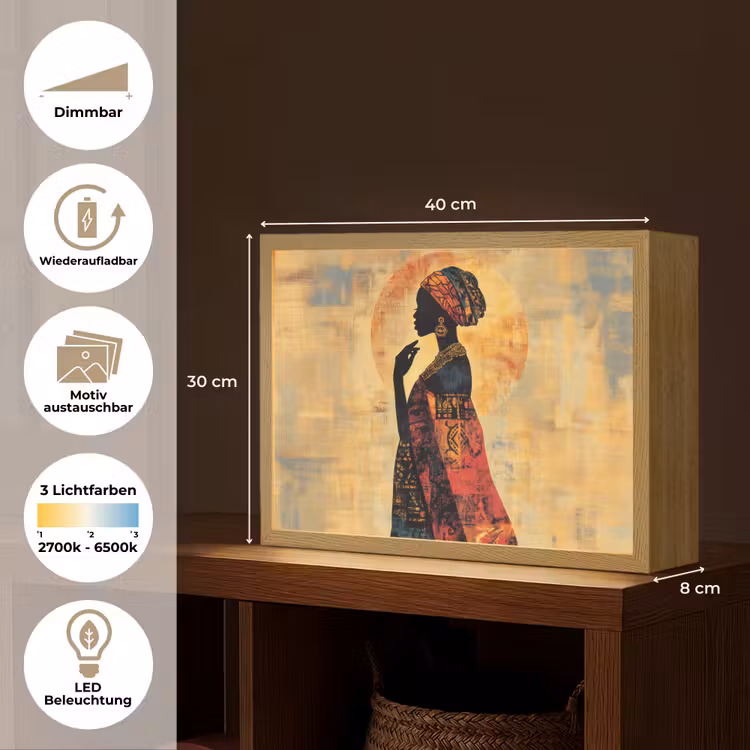 Vrouw - Silhouet - Patronen - Sierlijk Light Box met batterij (Wandlamp) middel -USP_websiteoverzichtDE