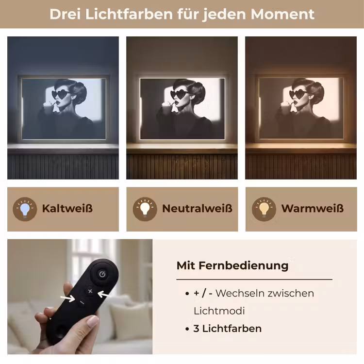 Vrouw - Zwart - Hart Light Box met batterij (Wandlamp) middel -USP_lichtkleurDE