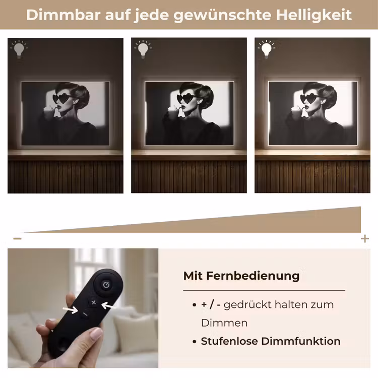 Vrouw - Zwart - Hart Light Box met batterij (Wandlamp) middel -USP_dimbaarDE
