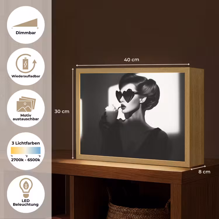 Vrouw - Zwart - Hart Light Box met batterij (Wandlamp) middel -USP_websiteoverzichtDE