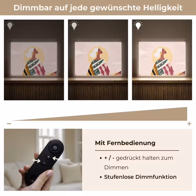 Vrouw - Zon - Kleurrijk Light Box met batterij (Wandlamp) middel -USP_dimbaarDE
