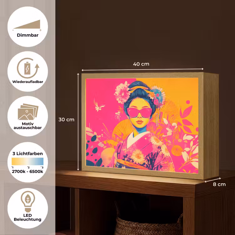 Vrouw - Zonnebril - Abstract - Oranje Light Box met batterij (Wandlamp) middel -USP_websiteoverzichtDE