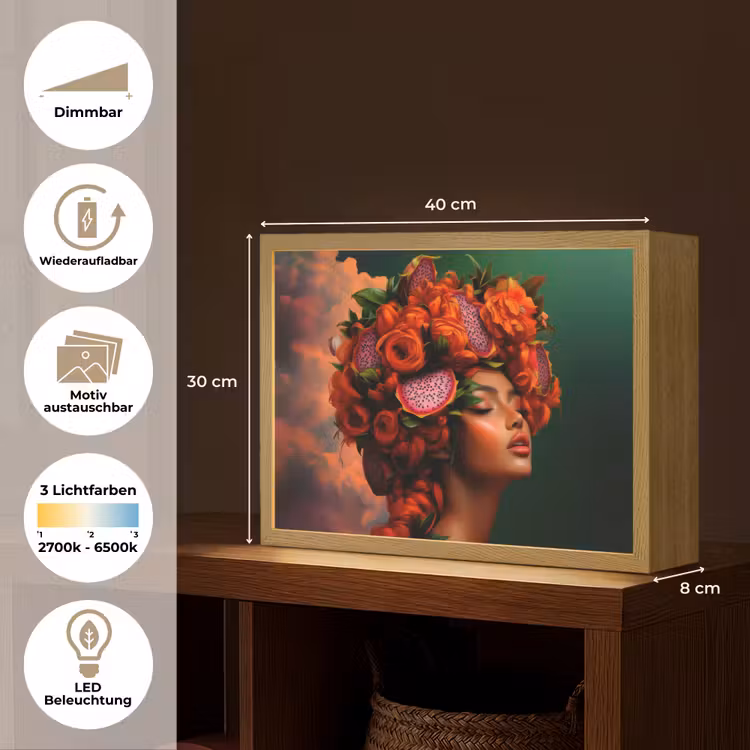 Vrouw - Drankenfruit - Rozen Light Box met batterij (Wandlamp) middel -USP_websiteoverzichtDE