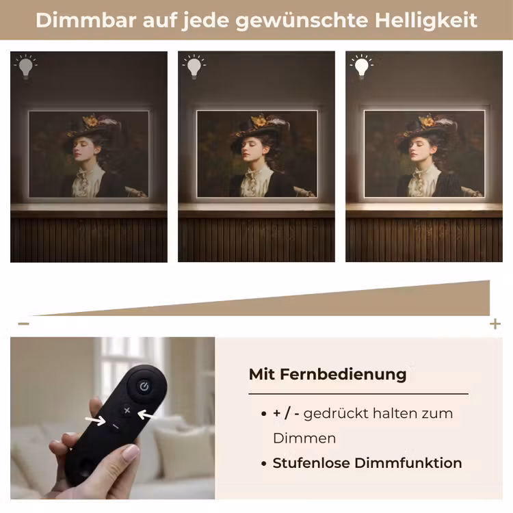 Vrouw - Victoriaans - Portret Light Box met batterij (Wandlamp) middel -USP_dimbaarDE