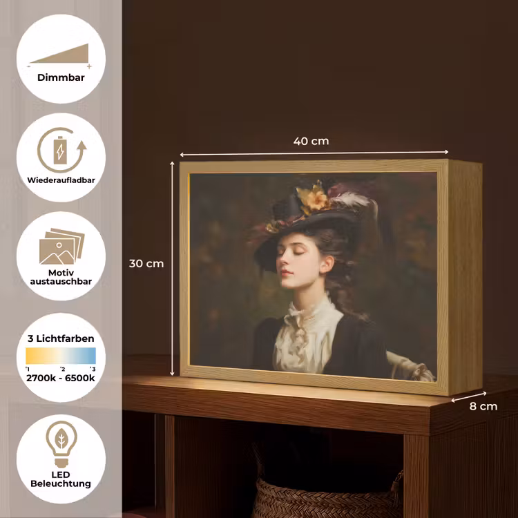 Vrouw - Victoriaans - Portret Light Box met batterij (Wandlamp) middel -USP_websiteoverzichtDE