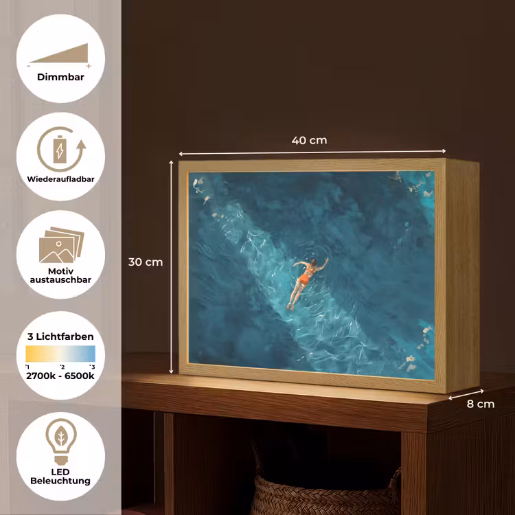 Vrouw - Water - Bikini - Oranje Light Box met batterij (Wandlamp) middel -USP_websiteoverzichtDE