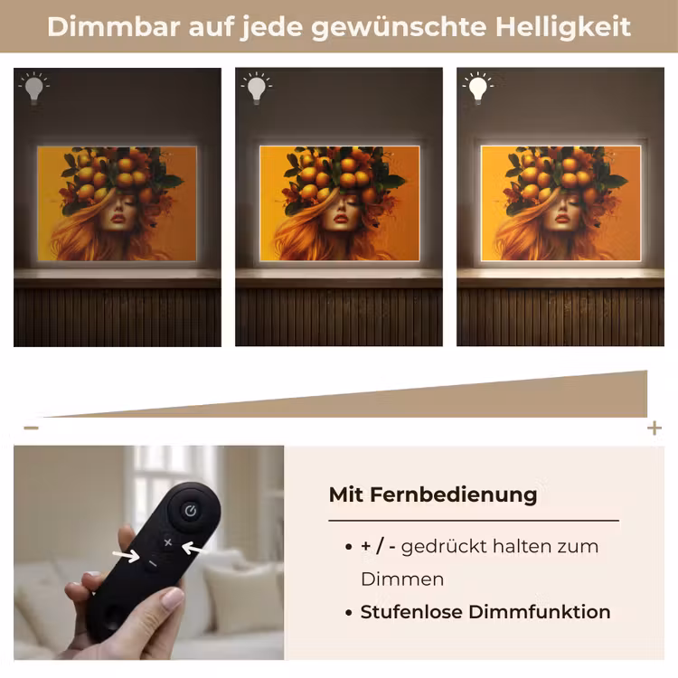 Vrouw - Citroenen - Bloesem - Geel Light Box met batterij (Wandlamp) middel -USP_dimbaarDE