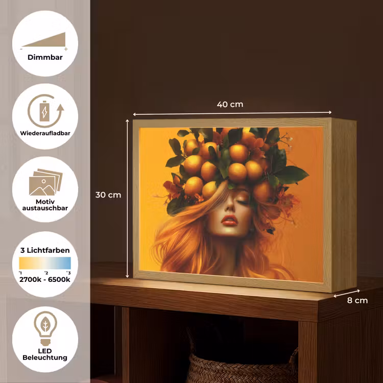 Vrouw - Citroenen - Bloesem - Geel Light Box met batterij (Wandlamp) middel -USP_websiteoverzichtDE