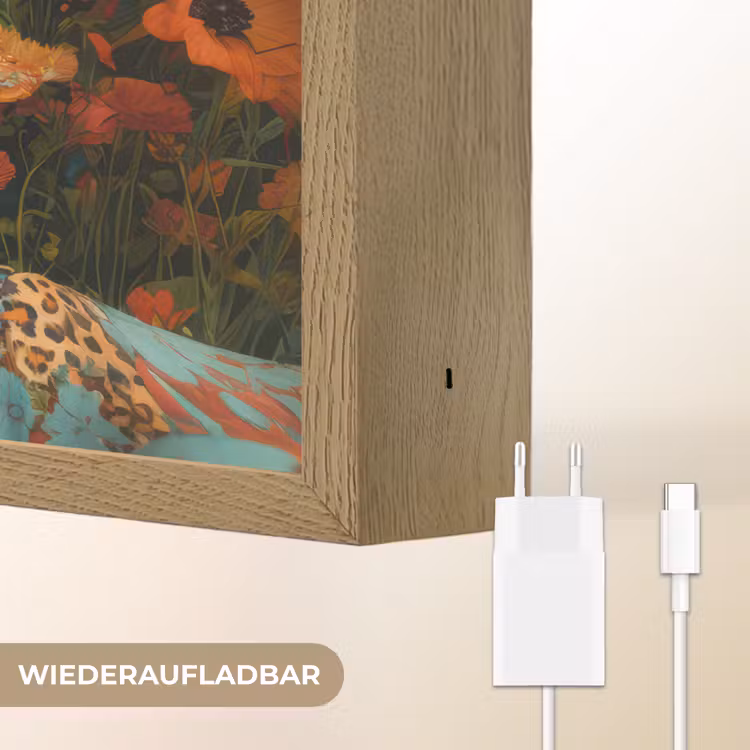 Vrouwen - Bloemen - Modern - Bril - Abstract Light Box met batterij (Wandlamp) middel -USP_websiteoplaadbaarDE