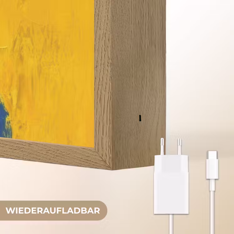 Frida Kahlo - Vrouw - Geel - Blauw - Bloemen Light Box met batterij (Wandlamp) middel -USP_websiteoplaadbaarDE