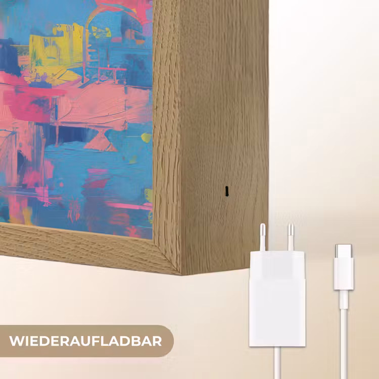 Vrolijk portret - Vrouw - Bloemenkroon Light Box met batterij (Wandlamp) middel -USP_websiteoplaadbaarDE