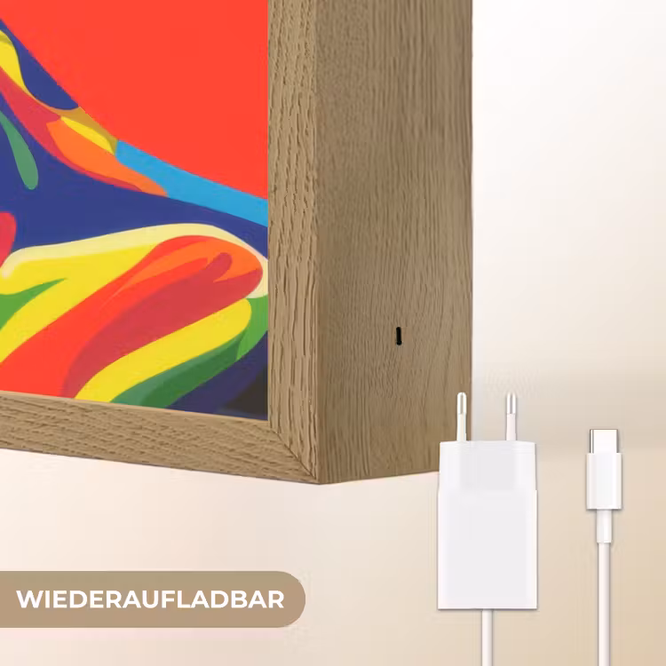 Kikker - Kleurrijk - Strepen - Ogen Light Box met batterij (Wandlamp) middel -USP_websiteoplaadbaarDE