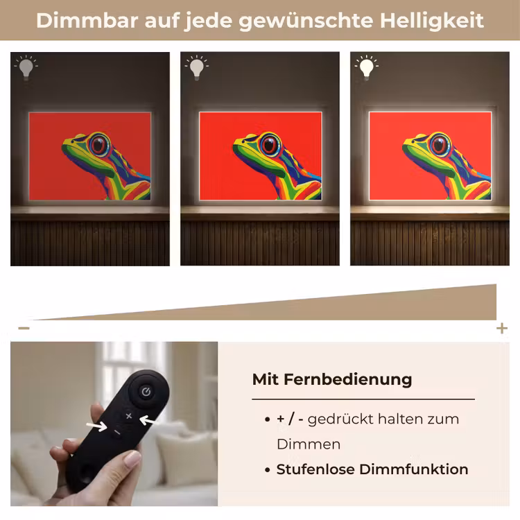 Kikker - Kleurrijk - Strepen - Ogen Light Box met batterij (Wandlamp) middel -USP_dimbaarDE
