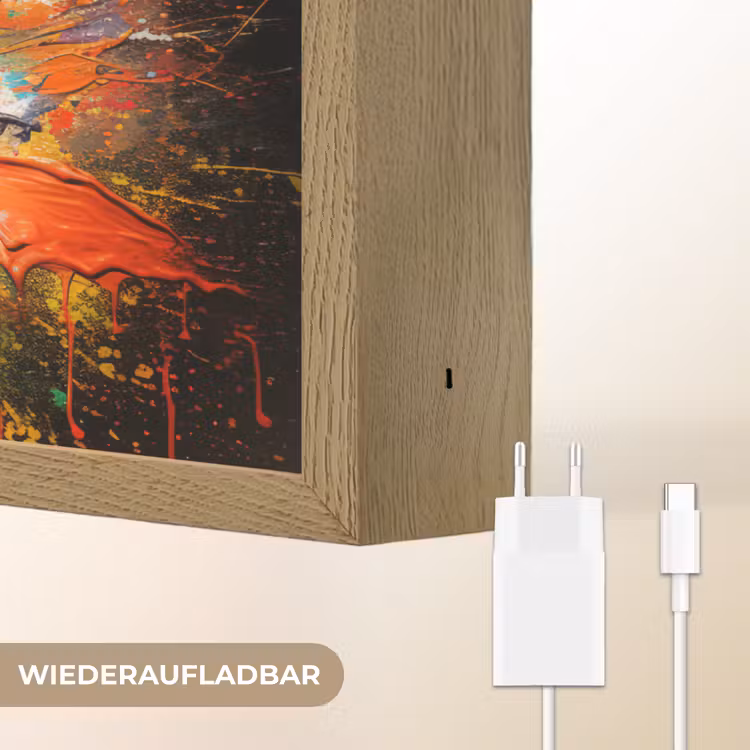 Voetbal - Verf - Kleuren - Zwart - Wit Light Box met batterij (Wandlamp) middel -USP_websiteoplaadbaarDE