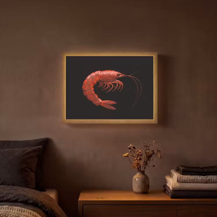 Garnaal - Rood - Dieren Light Box met batterij (Wandlamp) middel -sfeer4