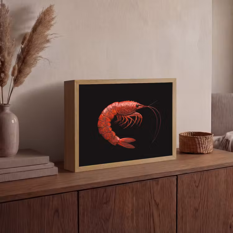 Garnaal - Rood - Dieren Light Box met batterij (Wandlamp) middel -sfeer2