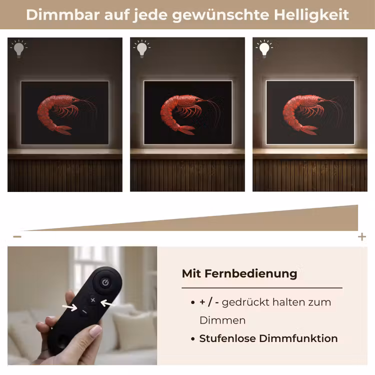 Garnaal - Rood - Dieren Light Box met batterij (Wandlamp) middel -USP_dimbaarDE