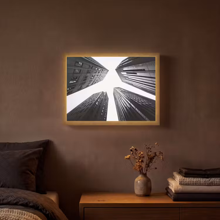 Gebouwen - Lucht - Zwart Light Box met batterij (Wandlamp) middel -sfeer4