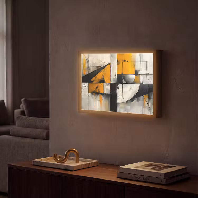 Geel - Abstract - Modern - Vormen Light Box met batterij (Wandlamp) middel -sfeer1
