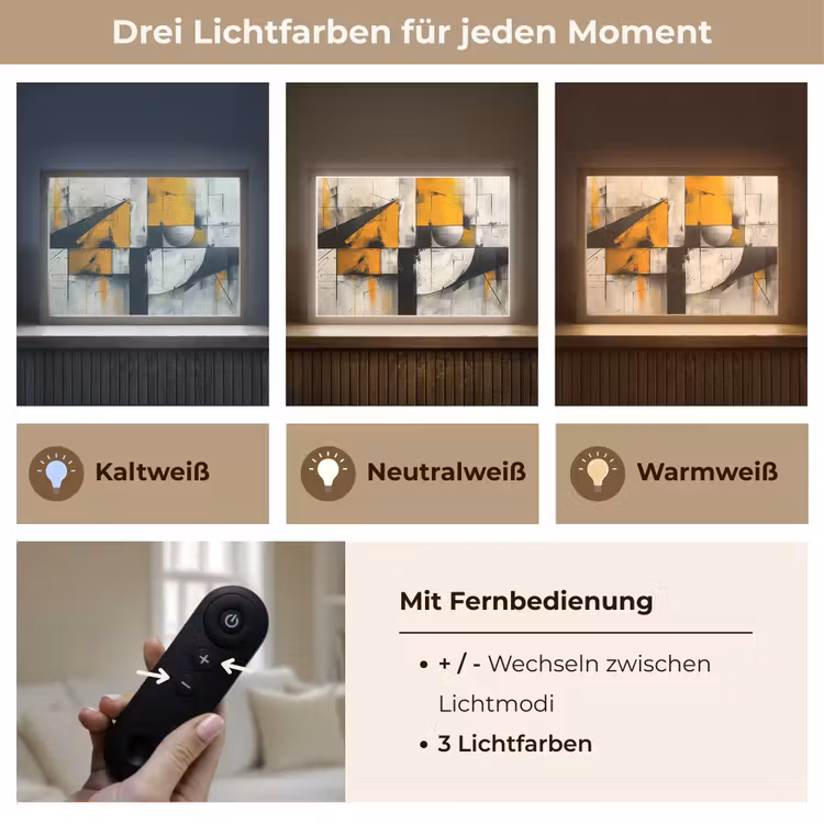 Geel - Abstract - Modern - Vormen Light Box met batterij (Wandlamp) middel -USP_lichtkleurDE