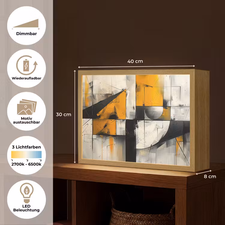 Geel - Abstract - Modern - Vormen Light Box met batterij (Wandlamp) middel -USP_websiteoverzichtDE