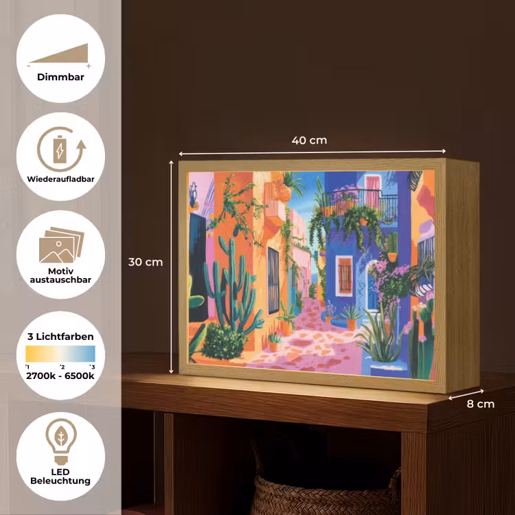 Geel - Blauw - Oranje - Huis Light Box met batterij (Wandlamp) middel -USP_websiteoverzichtDE