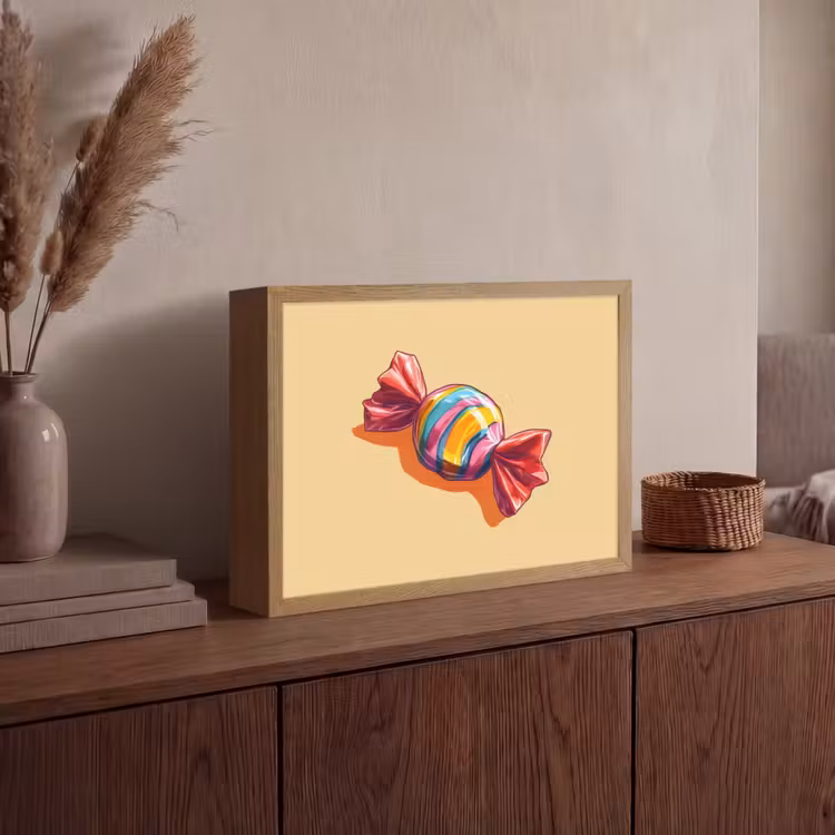 Geel - Snoep - Kleur Light Box met batterij (Wandlamp) middel -sfeer2