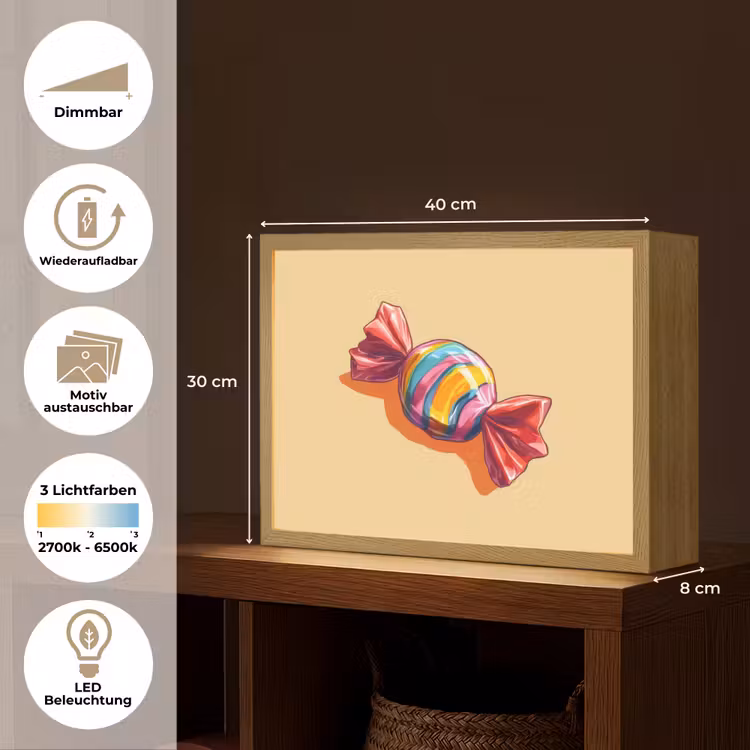 Geel - Snoep - Kleur Light Box met batterij (Wandlamp) middel -USP_websiteoverzichtDE