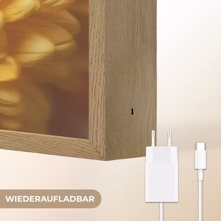 Geel - Chrysant - Zachtheid Light Box met batterij (Wandlamp) middel -USP_websiteoplaadbaarDE