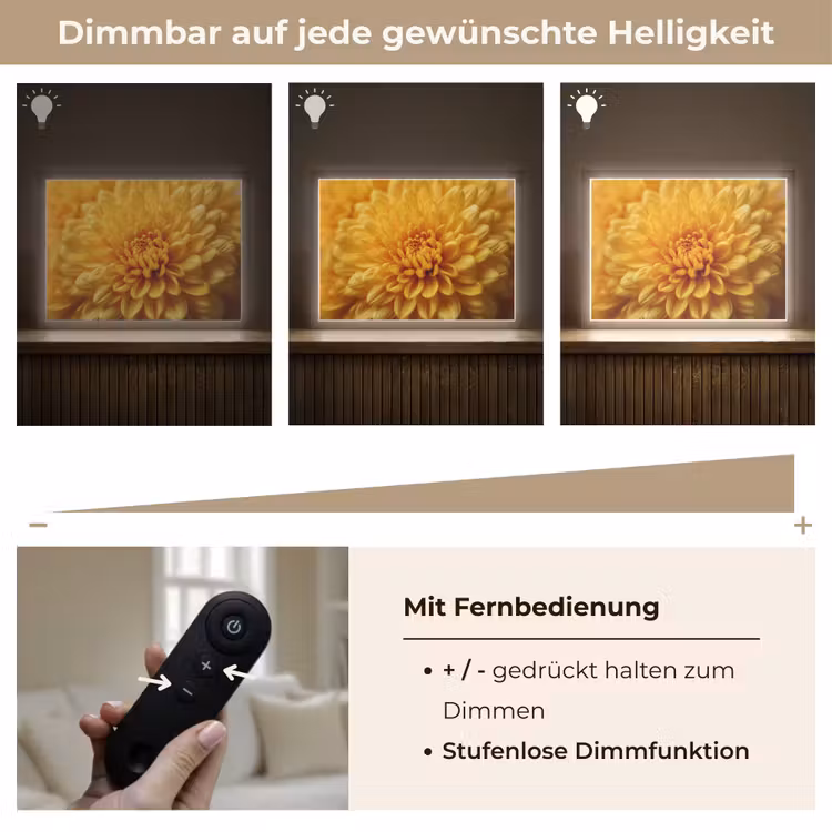 Geel - Chrysant - Zachtheid Light Box met batterij (Wandlamp) middel -USP_dimbaarDE