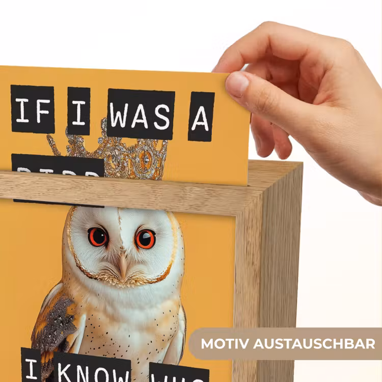 Geel - Uil - Vogel - Decoratie Light Box met kabel (Wandlamp) klein -USP_websiteprintDE