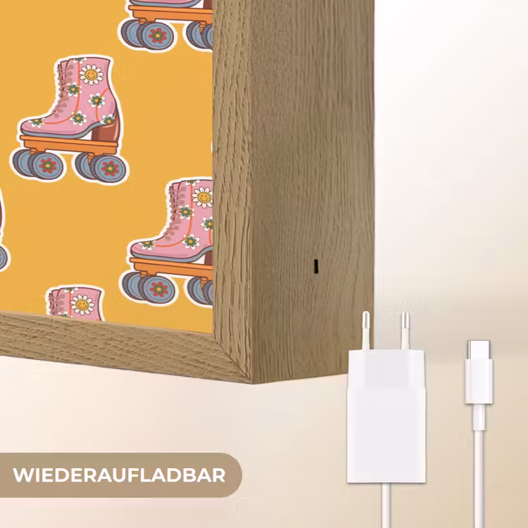 Geel - Rolschaatsen - Patroon Light Box met batterij (Wandlamp) middel 907 -USP_websiteoplaadbaarDE