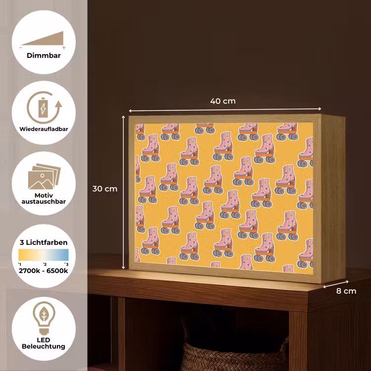 Geel - Rolschaatsen - Patroon Light Box met batterij (Wandlamp) middel 907 -USP_websiteoverzichtDE