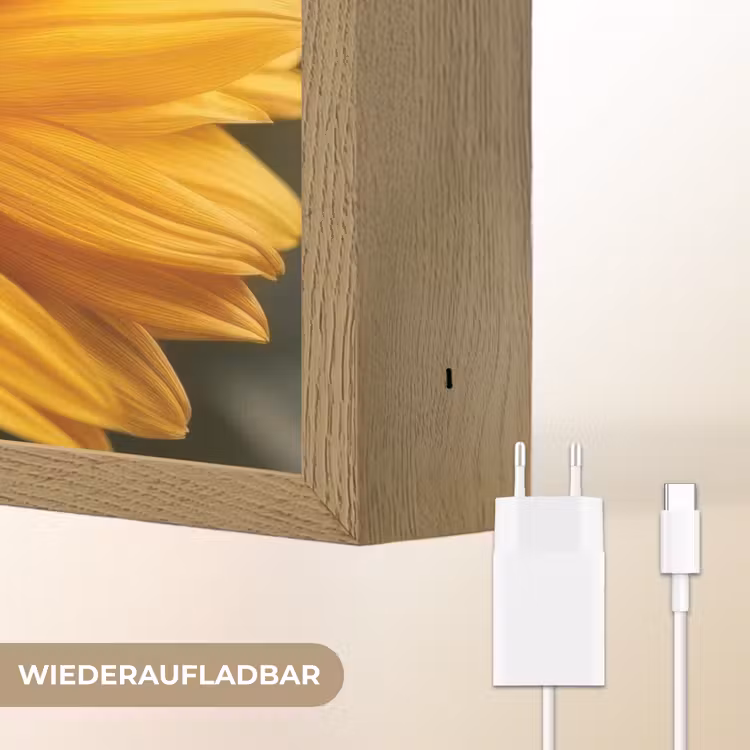 Geel - Zonnebloem - Zomers Light Box met batterij (Wandlamp) middel -USP_websiteoplaadbaarDE