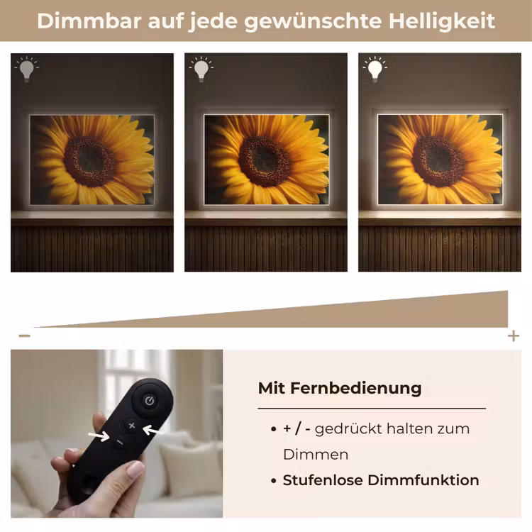 Geel - Zonnebloem - Zomers Light Box met batterij (Wandlamp) middel -USP_dimbaarDE