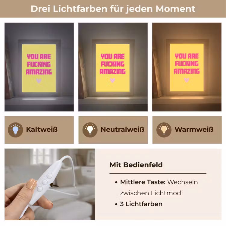 Geel - Valentijn - Tekst Light Box met kabel (Wandlamp) klein -USP_lichtkleurDE