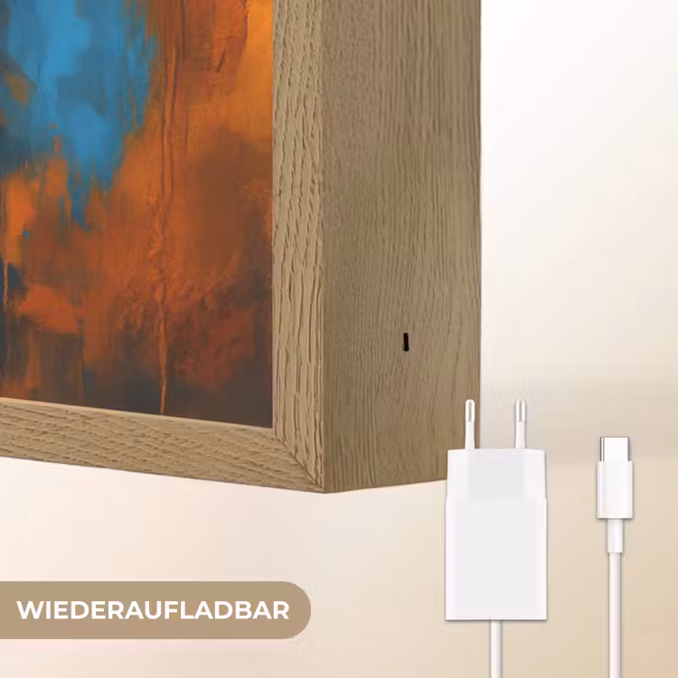 Schilderij - Leeuwenkop - Oranje Light Box met batterij (Wandlamp) middel -USP_websiteoplaadbaarDE