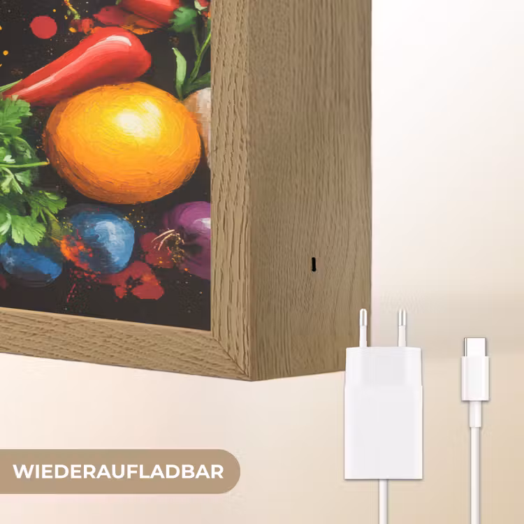 Groente - Graffiti - Kleurrijk - Koken - Abstract Light Box met batterij (Wandlamp) middel -USP_websiteoplaadbaarDE