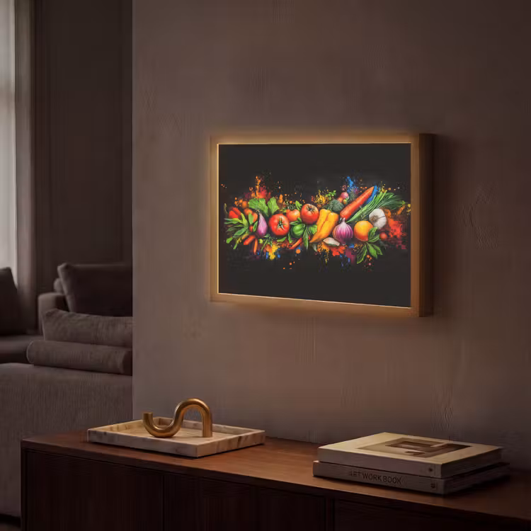 Groente - Eten - Kruiden - Graffiti - Koken Light Box met batterij (Wandlamp) middel -sfeer1