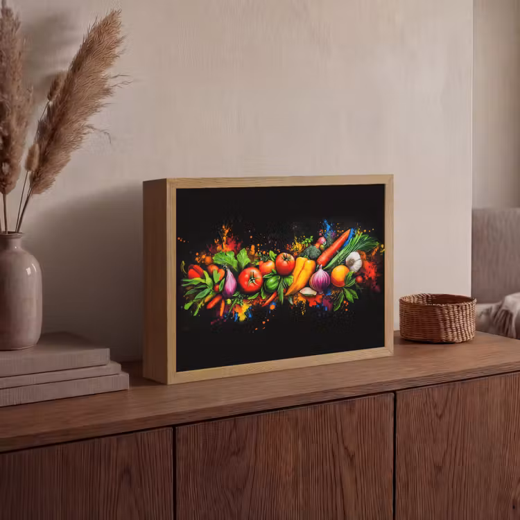 Groente - Eten - Kruiden - Graffiti - Koken Light Box met batterij (Wandlamp) middel -sfeer2