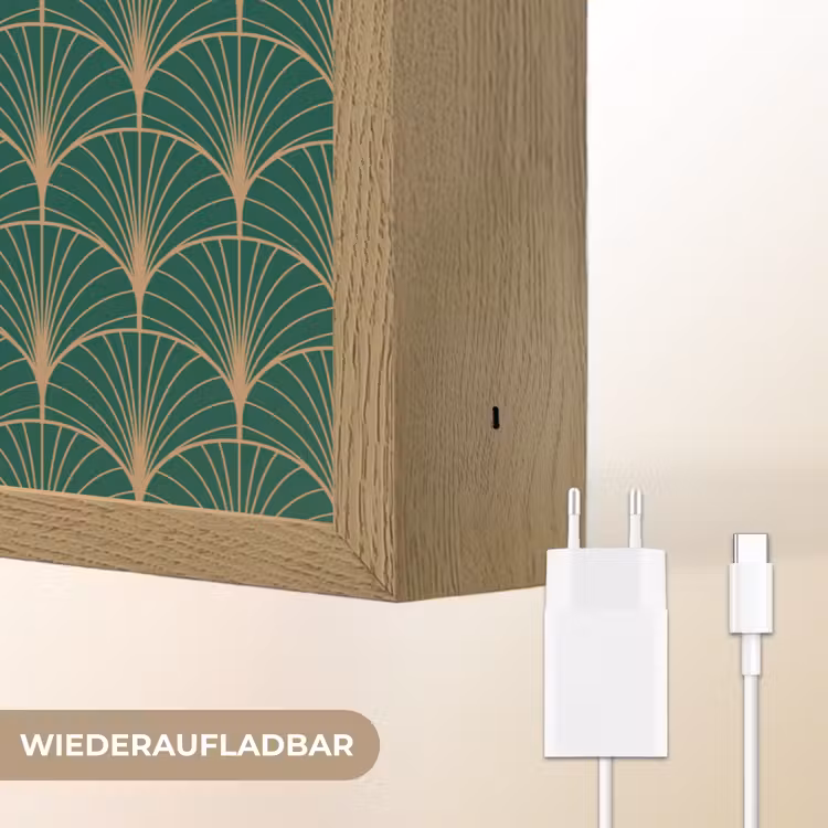 Patroon - Groen - Goud - Symmetrisch Light Box met batterij (Wandlamp) middel 907 -USP_websiteoplaadbaarDE