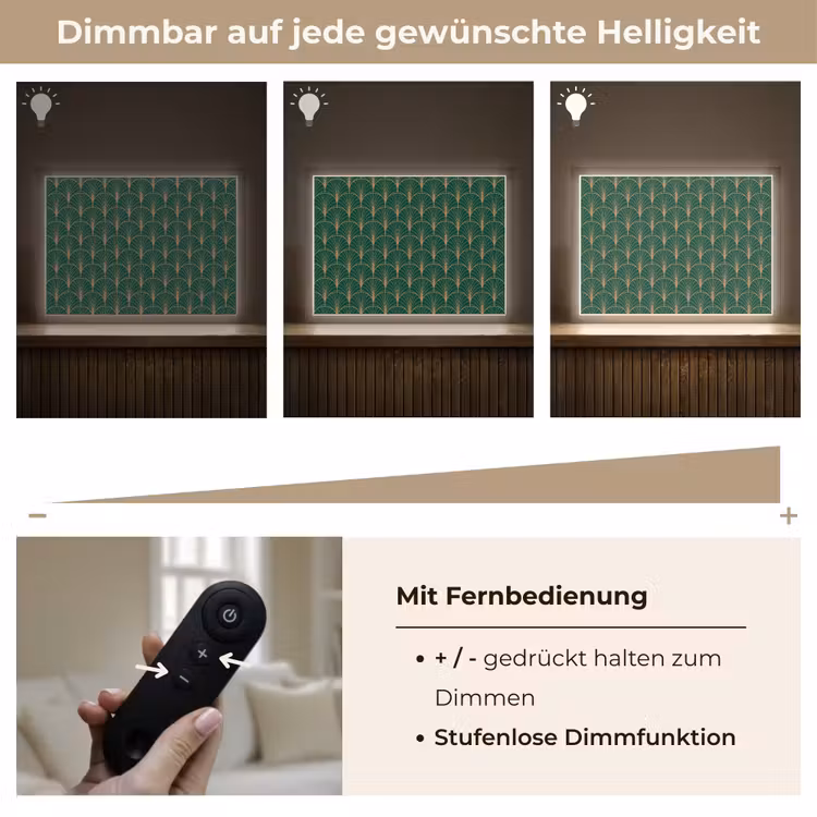 Patroon - Groen - Goud - Symmetrisch Light Box met batterij (Wandlamp) middel 907 -USP_dimbaarDE