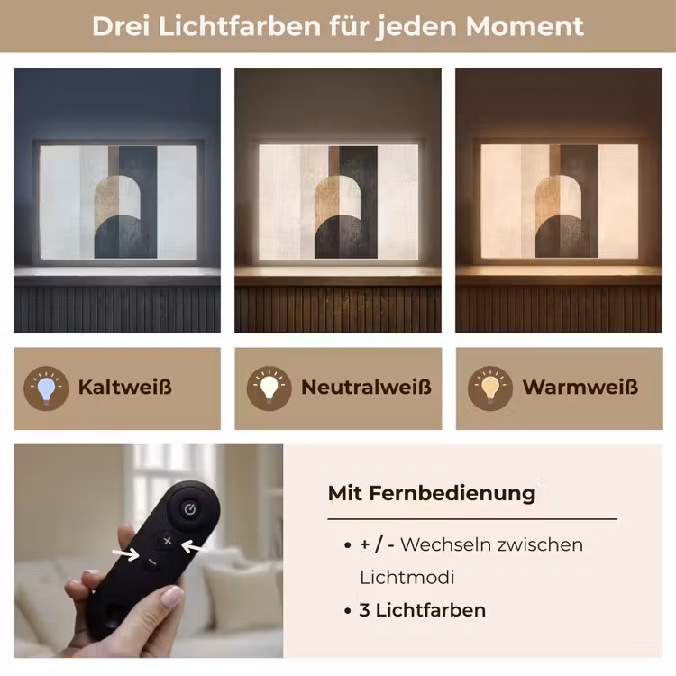Geometrische - Vormen - Wit Light Box met batterij (Wandlamp) middel -USP_lichtkleurDE