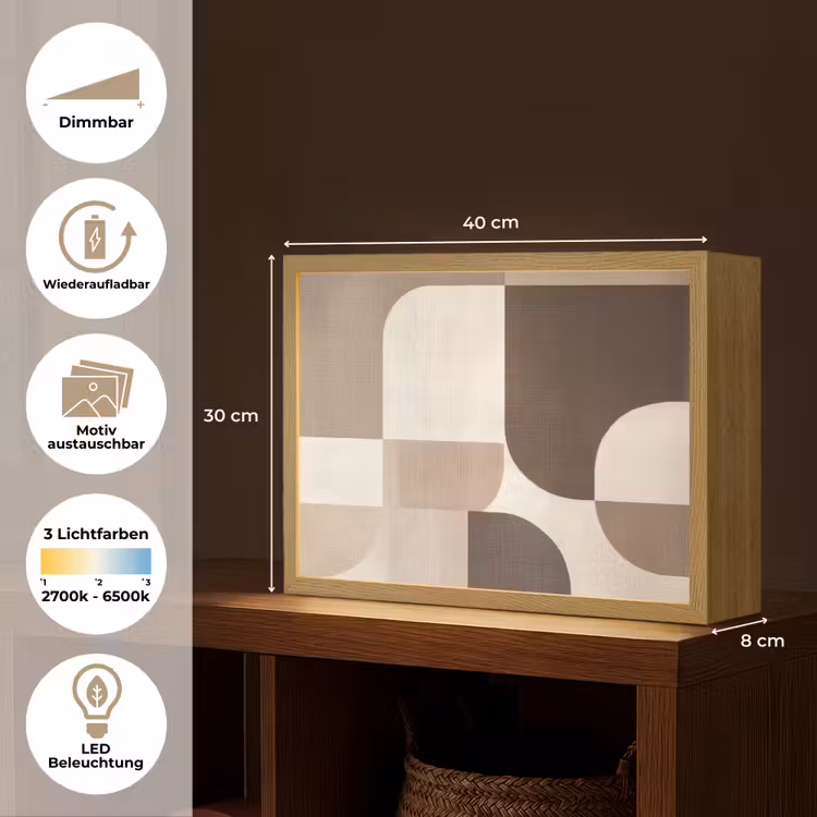 Geometrisch - Geweven structuur - Modern Light Box met batterij (Wandlamp) middel -USP_websiteoverzichtDE