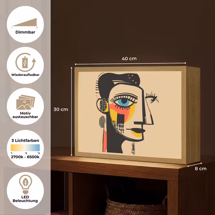 Geometrisch - Felle kleuren - Kubistische stijl Light Box met batterij (Wandlamp) middel -USP_websiteoverzichtDE