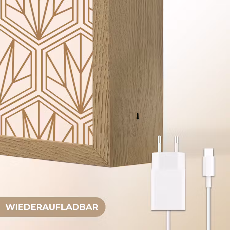 Geometrisch - Patroon - Beige Light Box met batterij (Wandlamp) middel 907 -USP_websiteoplaadbaarDE