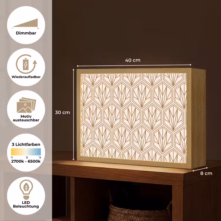 Geometrisch - Patroon - Beige Light Box met batterij (Wandlamp) middel 907 -USP_websiteoverzichtDE