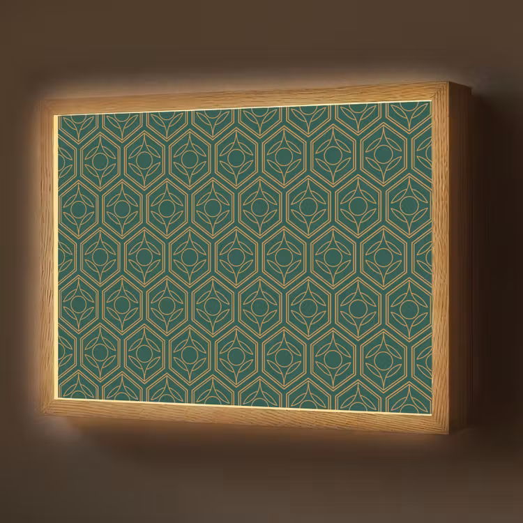 Geometrisch - Patroon - Groen Light Box met batterij (Wandlamp) middel 907 -z3d_website